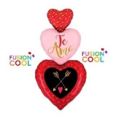 1 Set Globo Corazon Te Amo Triple Unidos 53 * 114 Cm