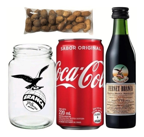 Kit Fernet 50ml + Frasco + Coca Cola + Maní - Pérez Tienda -