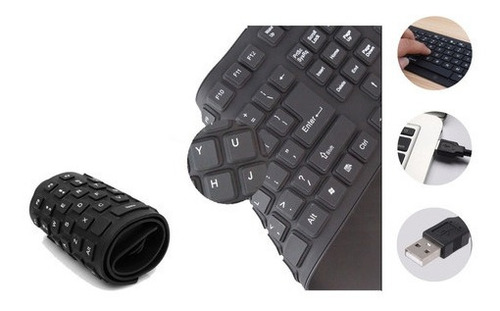 Teclado Flexível Silicone Usb Dobrável Notebook Pc Tablet