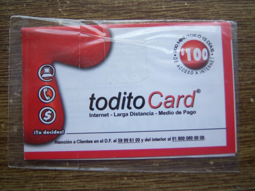 2 Tarjetas Todito Card. 100 Y 40 Pesos, Nuevas, Jamás Usadas