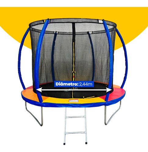Cama Elástica Pula Pula 2,44m Grande Colorida