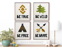 Comprar Set X4 Cuadros Nórdicos Infantiles Be Wild 20x30 Completos! 