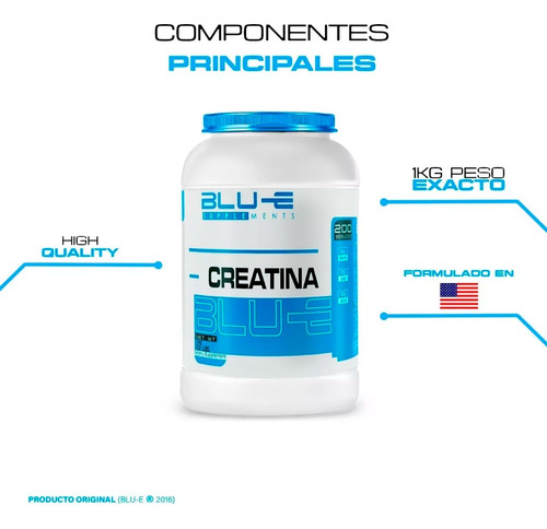 Creatina Blu-e Monohidratada 1k 200 Servicios Varios Sabores Natural