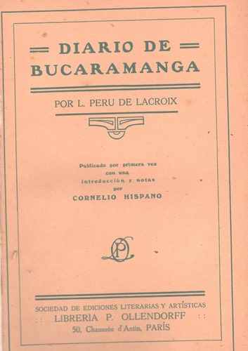 Diario De Bucaramanga Notas De Cornelio Hispano Paris 1920