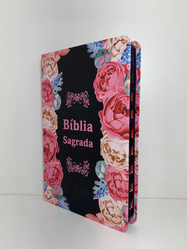 Bíblia Sagrada Nvi Nova Versão Internacional Slim Ultrafina Capa Dura Preta Flores Arabesco Com Índice