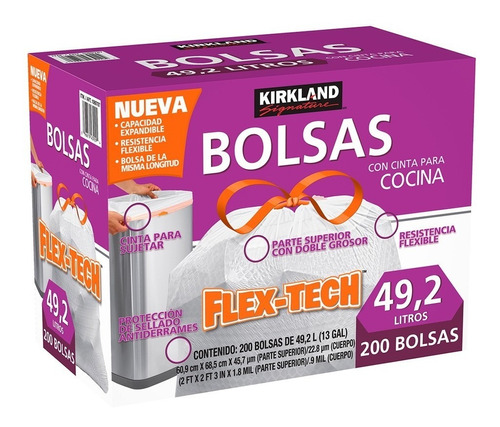 Kirkland Signature Bolsas Para Basura  Con Cinta 200 Piezas 