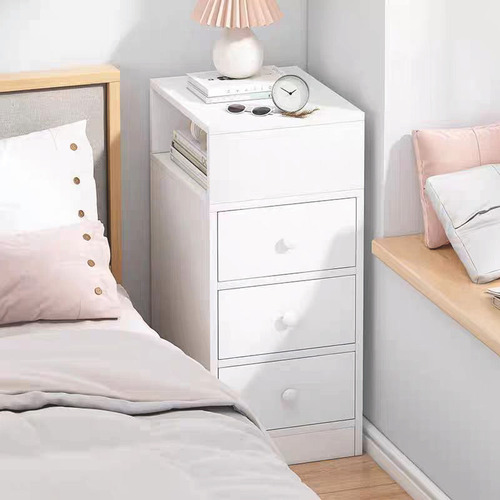 Mesa De Noche Blanca Con Cajones: Estilo Moderno Para Tu Rec