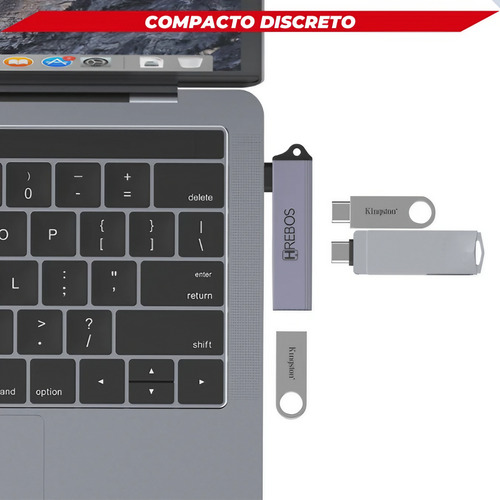 Adaptador Otg Hub 3 In 1 Duplo Usb C Tipo C Usb 3.0 Notebook