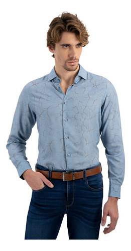 Camisa Formal Para Hombre Skinny Fit Rayón Y Cuello Francés