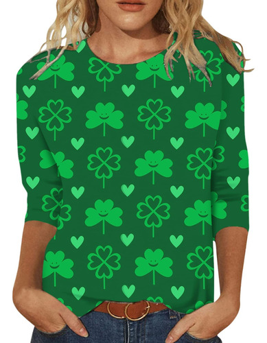 Blusa P Con Estampado Del Día De San Patricio Para Mujer, Cu