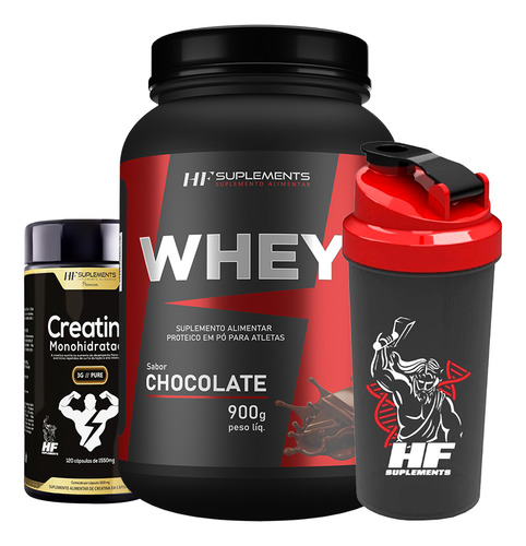 Whey Protein Chocolate 900g + Creatina 3g Pura + Coq
