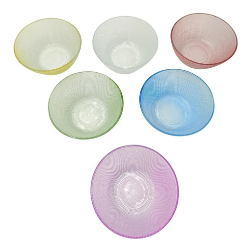 Set X 6 Bowls Compoteras De Vidrio Colores Cristal Rock Color Multicolor