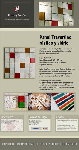 Imagen 3 de 8 de Malla, Panel Ptv Travertino Venecita Vidrio - Forma Y Diseño