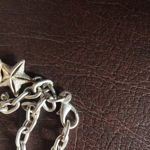 Linda E Delicada Pulseira De Prata Com Estrelas E Pedrinhas