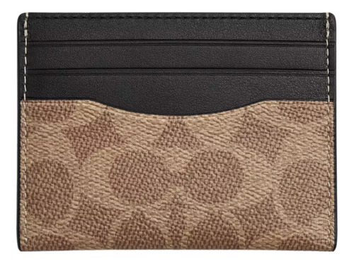 Tarjetero Coach Slim Id Card Case In Signature Canvas Brown