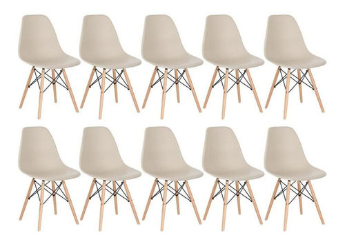 10 Cadeiras Charles Eames Wood Cozinha Eiffel Dsw Cores Cor da estrutura da cadeira Nude