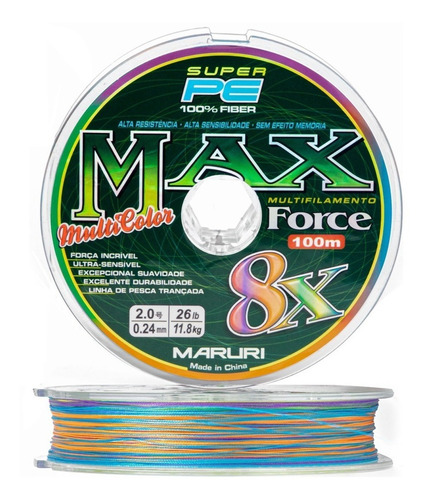 Linha Multicolor 8x Maruri 0.18mm 22 Lbs 500 Metros