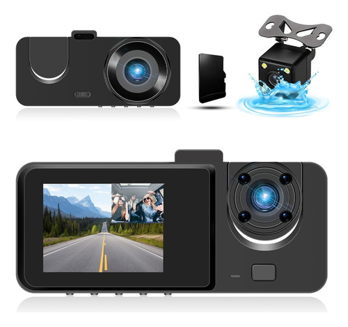 Cámara Para Automóvil Hd 1080p Dashcamera 3 En 1 Con Audio