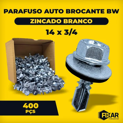 Parafuso Auto Brocante 14x3/4 (6,3x19mm) Sextavado - 400pçs