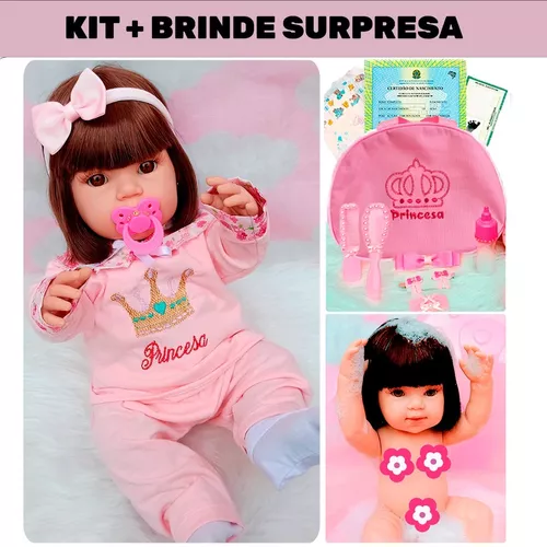 Bebê reborn boneca princesa corpo silicone pode banhar