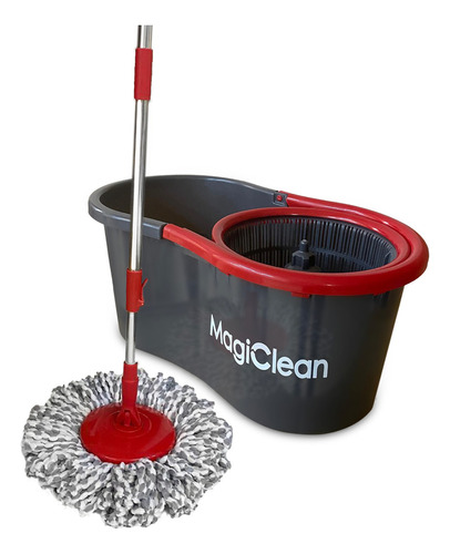 Magiclean Spin Magic M2 trapeador mop y cubo con doble mecanismo color gris oscuro