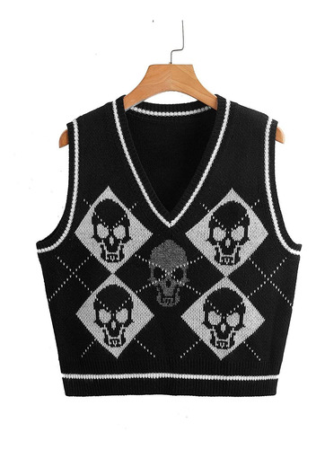 Suéter De Punto De Halloween Con Cuello En V Para Chaqueta T
