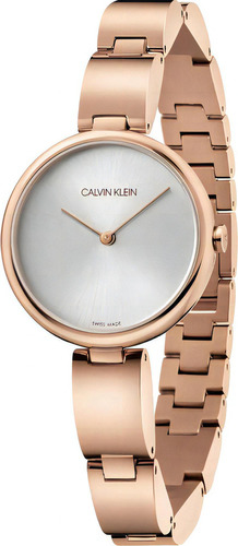 Reloj Calvin Klein K9u23646 Wavy Dama Original Color De La Correa Oro/rosa Color Del Bisel Oro/rosa Color Del Fondo Plateado