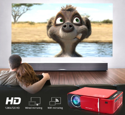 Projetor 3500 Lumens Mini Data Show Hd Led Hdmi Multimedia Cor Vermelho 110v/220v