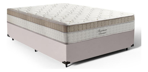 Cama Box Casal E Colchão Molas Ensacadas Anjos Premium Dream Cor Bege