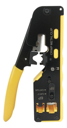 Pase A Través De Rj45 Crimper Cutter Stripper Amarillo