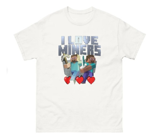 Polera Unisex Infantil Minecraft Game Love Miners Estampado