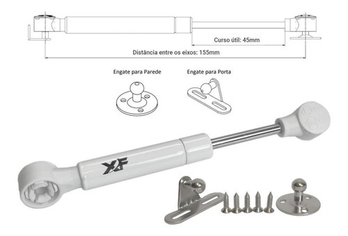 Pistão A Gás Mini 155mm 80n 8kg Para Porta De Armário Xf