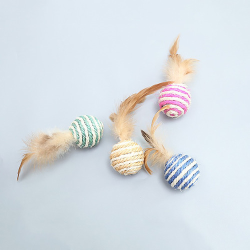 Juguetes Sisal Ball Tao Para Rascar De Sisal Con Plumas, Té