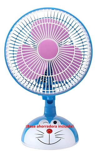 Ventilador De Mesa Y Escritorio Para Hogar Oficina, Animado 23 Cm 50hz Gato Azul Oscilante Rosa Plástico 3
