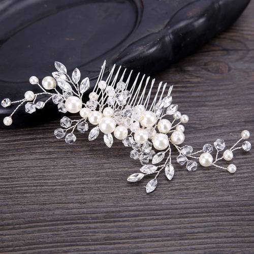 Elegante Peine De Perlas De Imitación Novia Hecho A Mano Toc