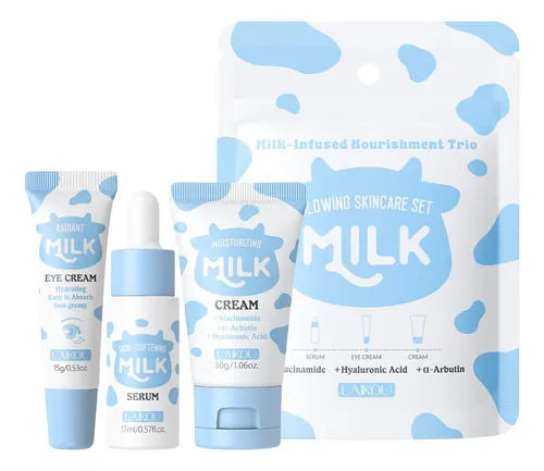 Kit Skincare Facial Laikou Milk 3 Peças Normal Dia/noite