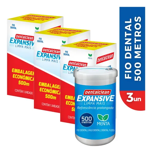 Kit 3 Fio Dental Profissional Expansivo 500m - Dentalclean