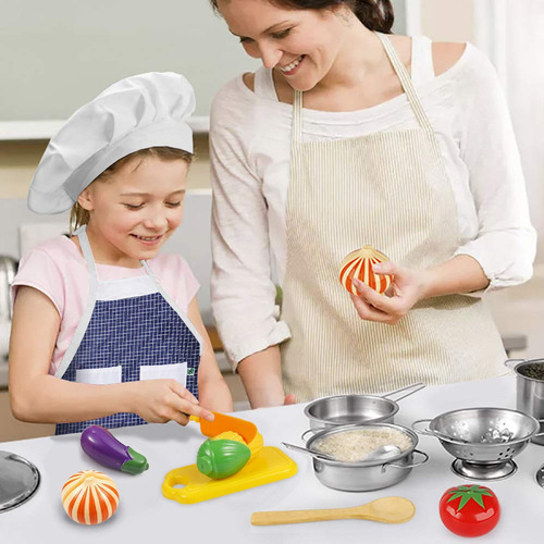 Set Utensilios Cocina, Juguetes Simulación Niños, Acero Inox