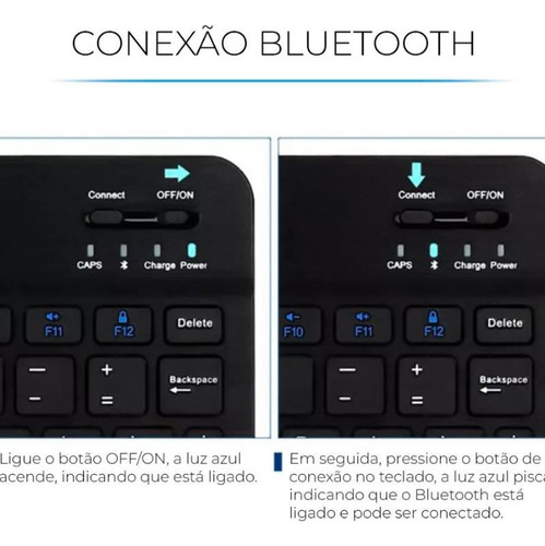 Kit Teclado Mouse Sem Fio Bluetooth Tablet Notebook Color