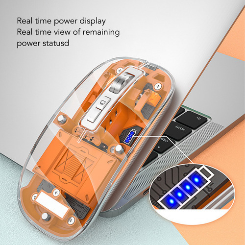 Ratón Inalámbrico Transparente Bt5.1 2.4g, Modo Dual, Clic S