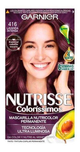Kit Tinta Garnier  Nutrisse coloríssimos Mascarilla nutricolor permanente tono 416 lavanda intensa para cabello