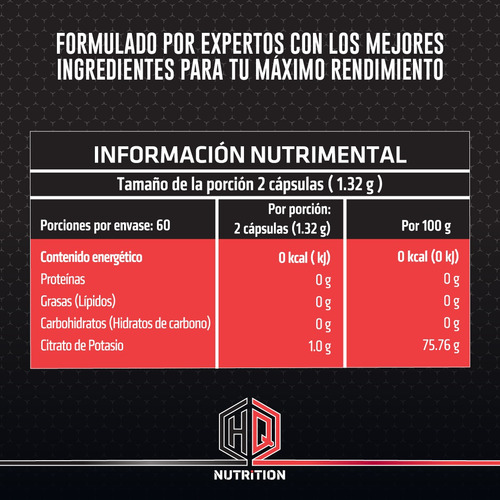 Citrato De Potasio 240 Cap Hq Nutrition 2 Botes Con 120 Cap