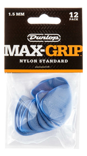 Kit 12 palhetas Dunlop Nylon Max Grip 449p, fabricado en EE. UU., tamaño 1.50