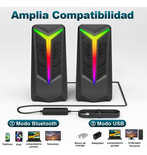 Altavoz De Carga Usb Bluetooth Y Luces Led Bocina Portatil
