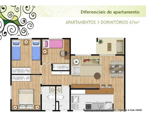 Imagem 4 de 30 de Apartamento Com 3 Dormitórios À Venda Com 74m² Por R$ 295.000,00 No Bairro Atuba - Colombo / Pr - M2at-vb101