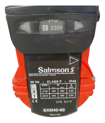 Bomba Circuladora Salmson Sxm 40-80 11-3076/10-50 Naranja 50hz Monofásica
