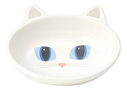 Petrageous Oval Frisky Kitty Pet Bowl 55inch Blanco