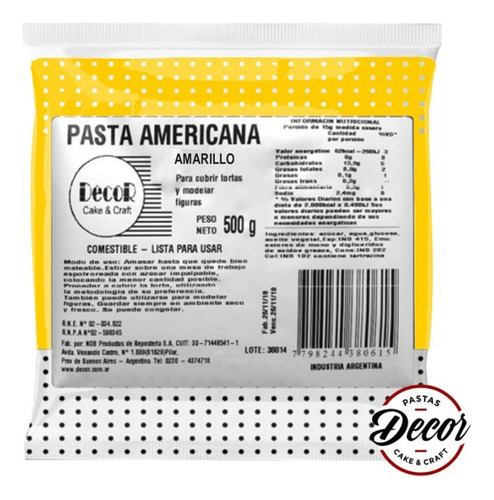 Pasta americana Decor amarillo 500 gr