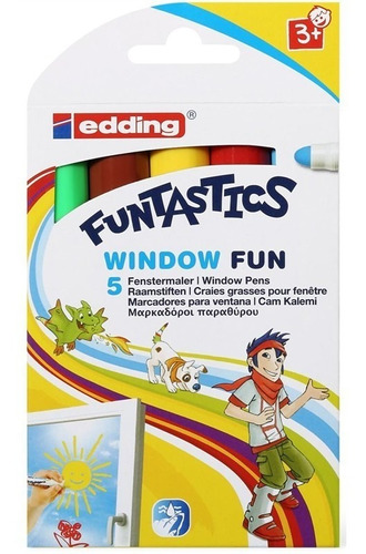 Marcadores Funtastics Window X5 Colores Para Ventanas Vidrio