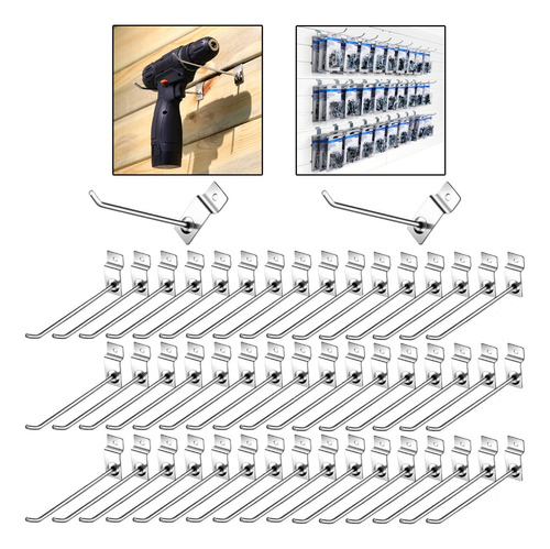 Pack 50 Metal Ganchos Ganchera Para Panel Ranurado 20cm